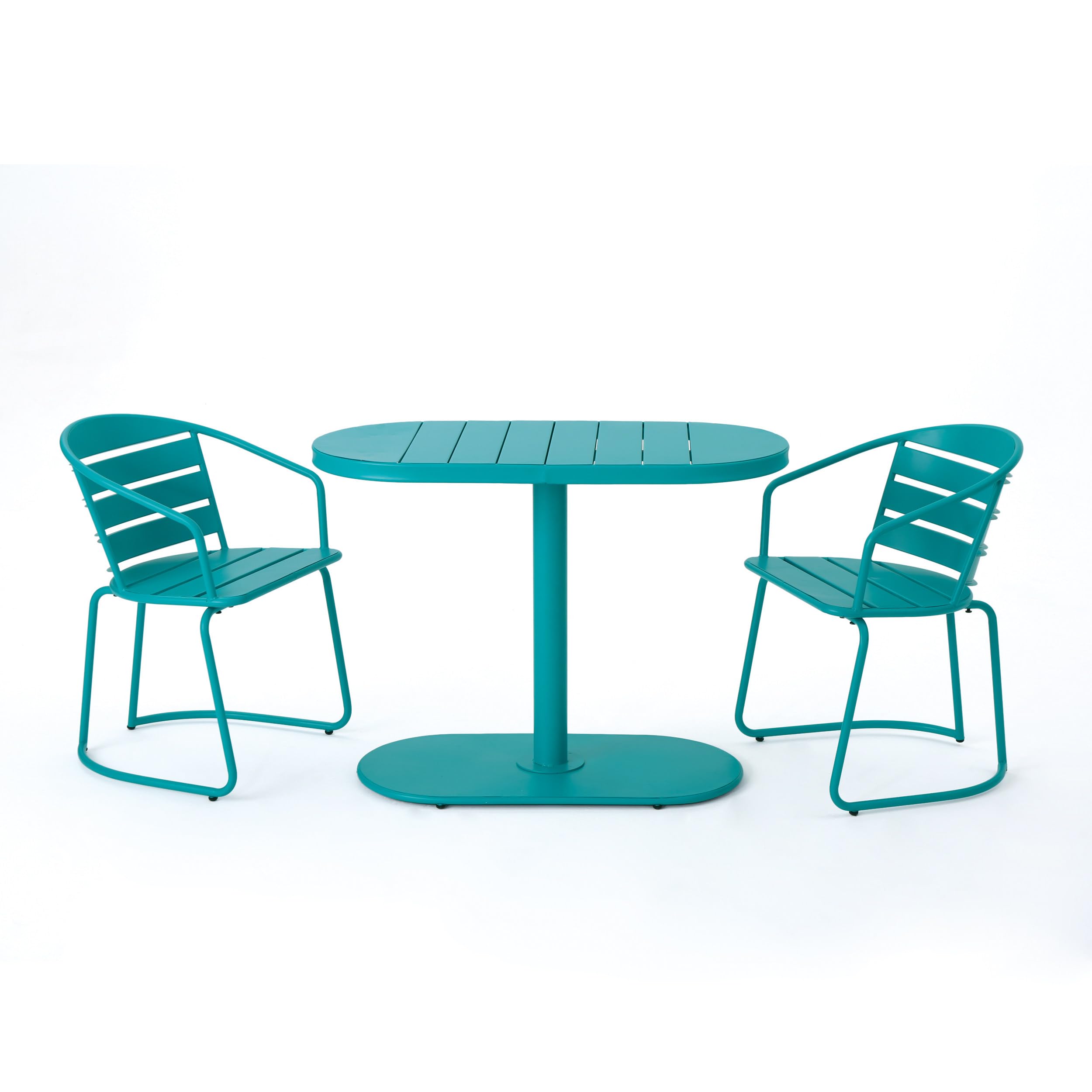 Patio Bistro Set, Outdoor Iron Bistro Set, 3 Pieces Retro Porch Furniture Set