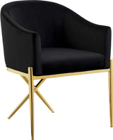 Xavier Collection Modern | Contemporary Velvet Upholstered Dining Chair with Sturdy Steel X Shaped Legs