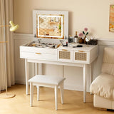 Black Vanity Desk with Mirror and 10 LED Lights, Makeup Vanity Set with 5 Drawers and 2