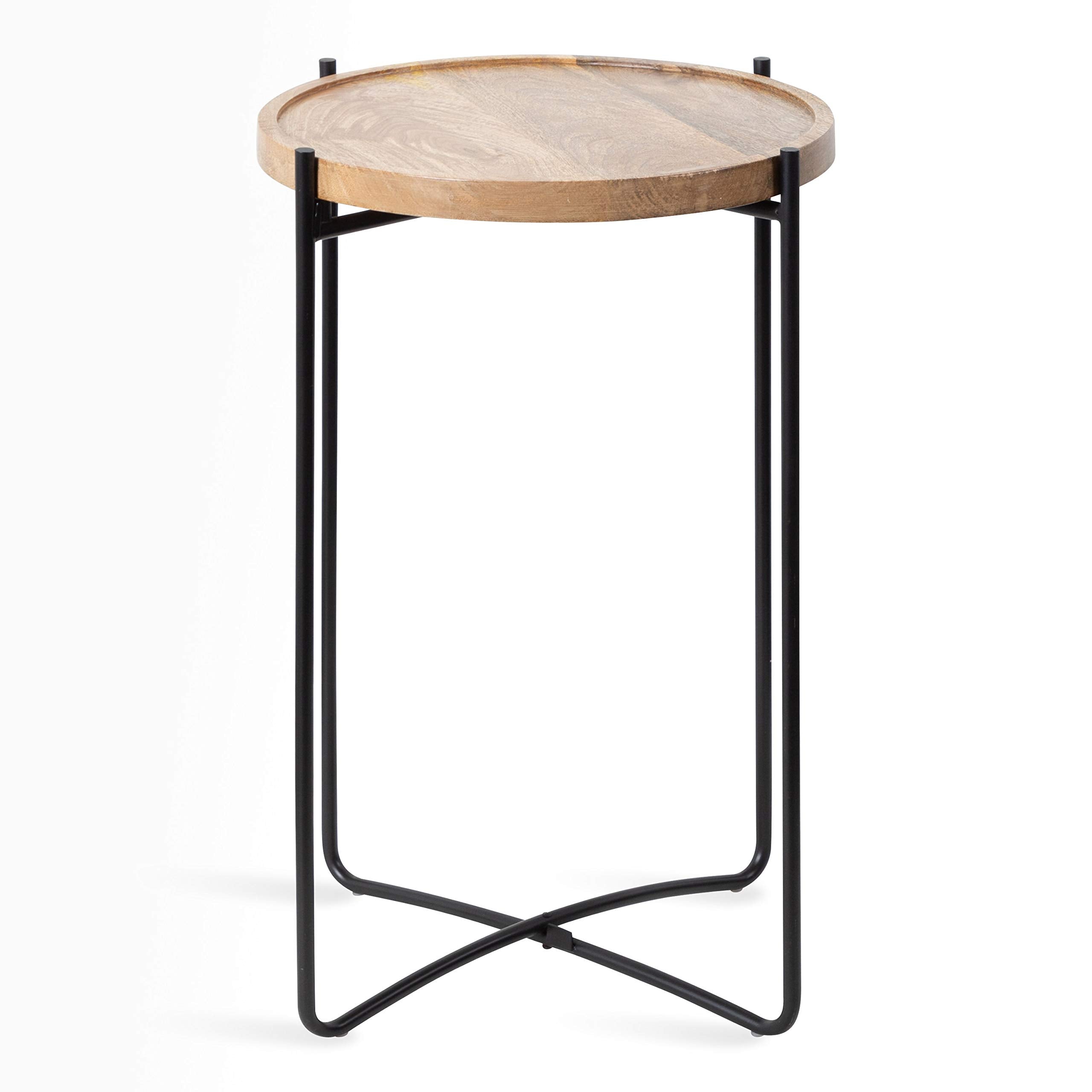 Vale Modern Side Table, 15.5 x 15.5 x 25, Natural Rustic and Black