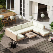 Outdoor Patio Sectional Furniture Set, 8 Piece Wicker Conversation Patio Furniture