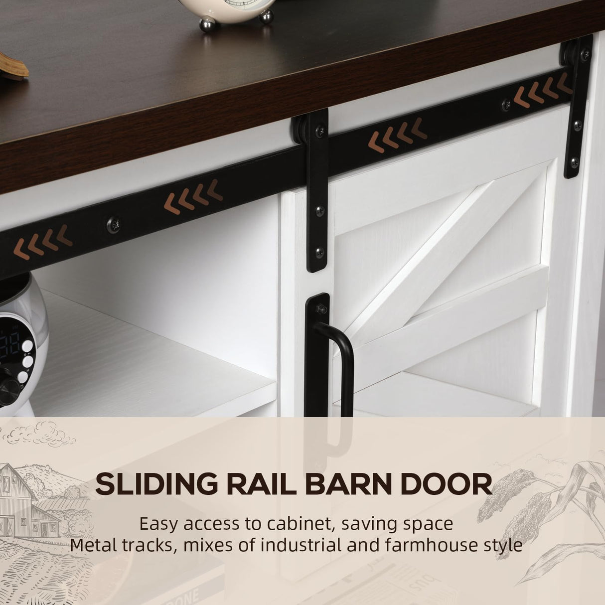 Console Table with Sliding Barn Doors, 46" Farmhouse Entryway Table