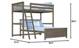 Max & Lily Bunk Bed, L Shape Twin-Over-Full Bed Frame for Kids, Clay