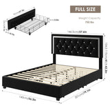 Full Size Bed Frame with 4 Storage Drawers and Adjustable Headboard, Modern