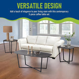 - 3 Piece Modern Occasional Table Set - Includes Coffee Table and 2 End Side Tables