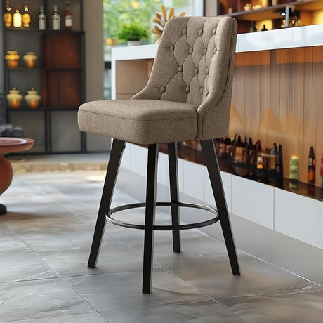 Modern Swivel Bar Stools with Back, 26" H Seat Set of 1, 360 Free Counter Height Bar Stools