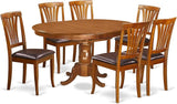 POAV7-SBR-C 7 Piece Modern Dining Table Set Consist of an Oval Wooden Table with Butterfly