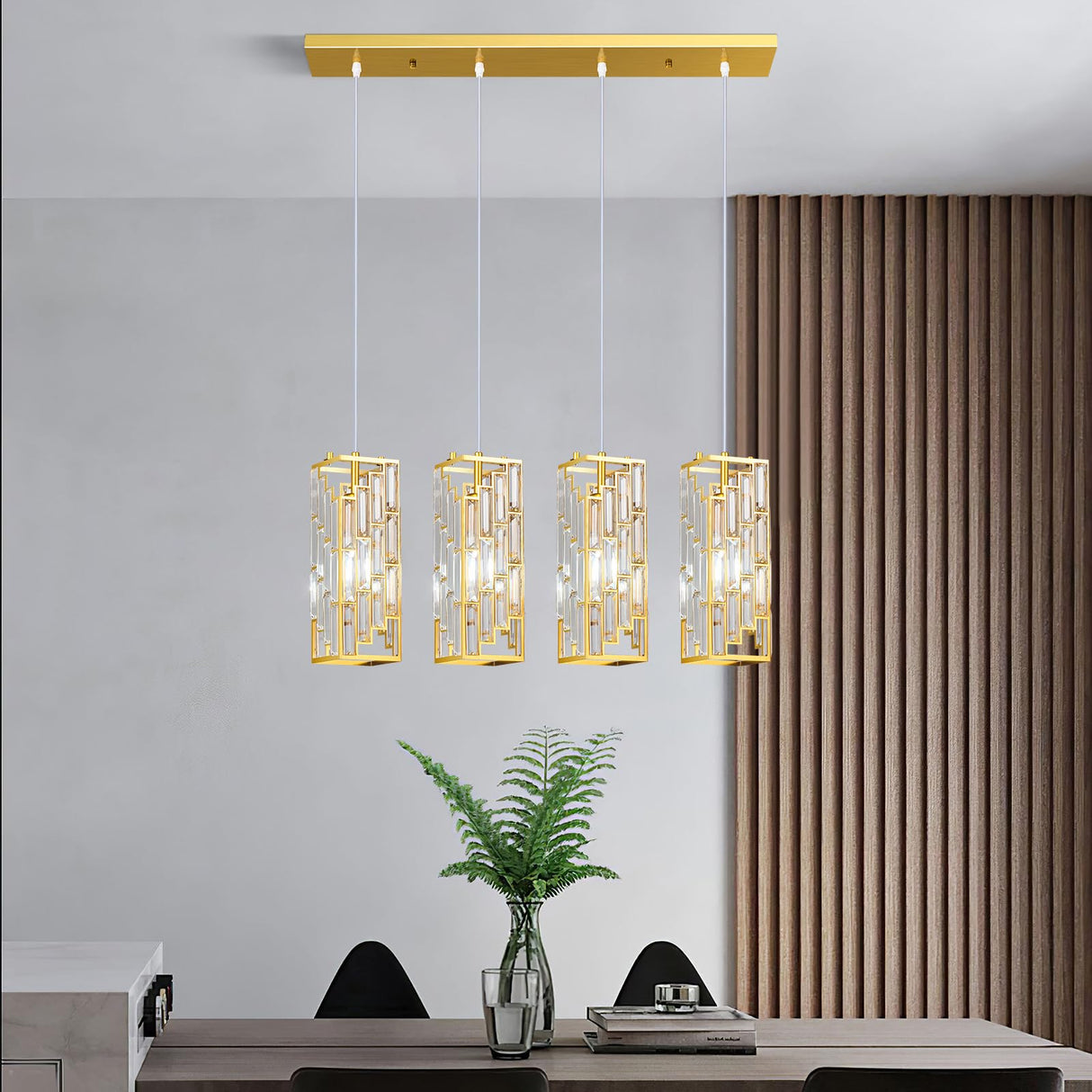 Gold Pendant Lighting Modern Pendant Light, Mini Crystal Chandeliers,Adjustable Pendant