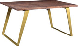 TIMBERGIRL Sheesham Live Edge Gold Legs Dining Table, 60, Brown