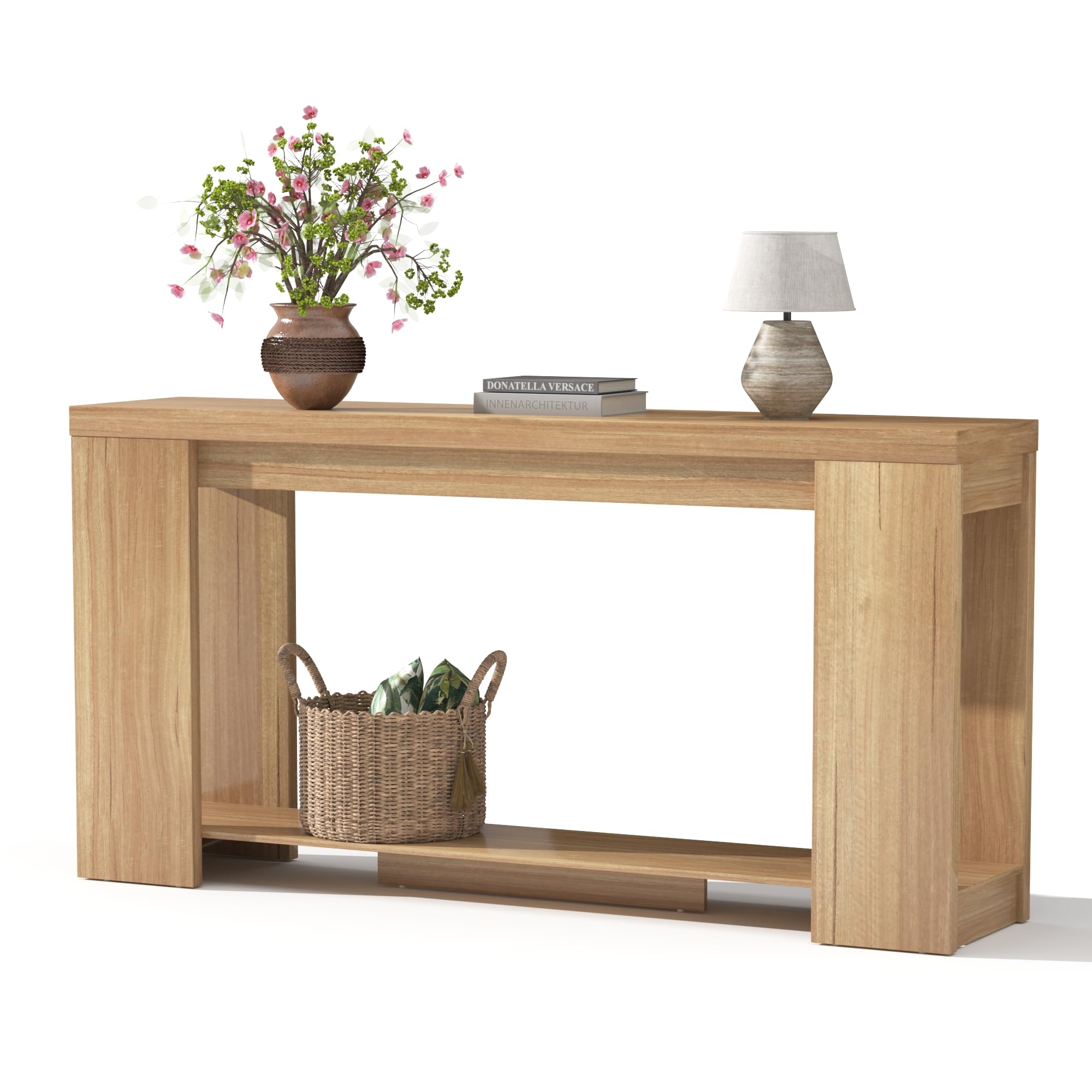 62 Inch Extra Long Console Table with Storage - Farmhouse Entryway Table
