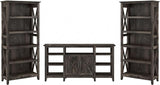 Key West Tall TV Stand with Set of 2 Bookcases, Farmhouse Entertainment Center