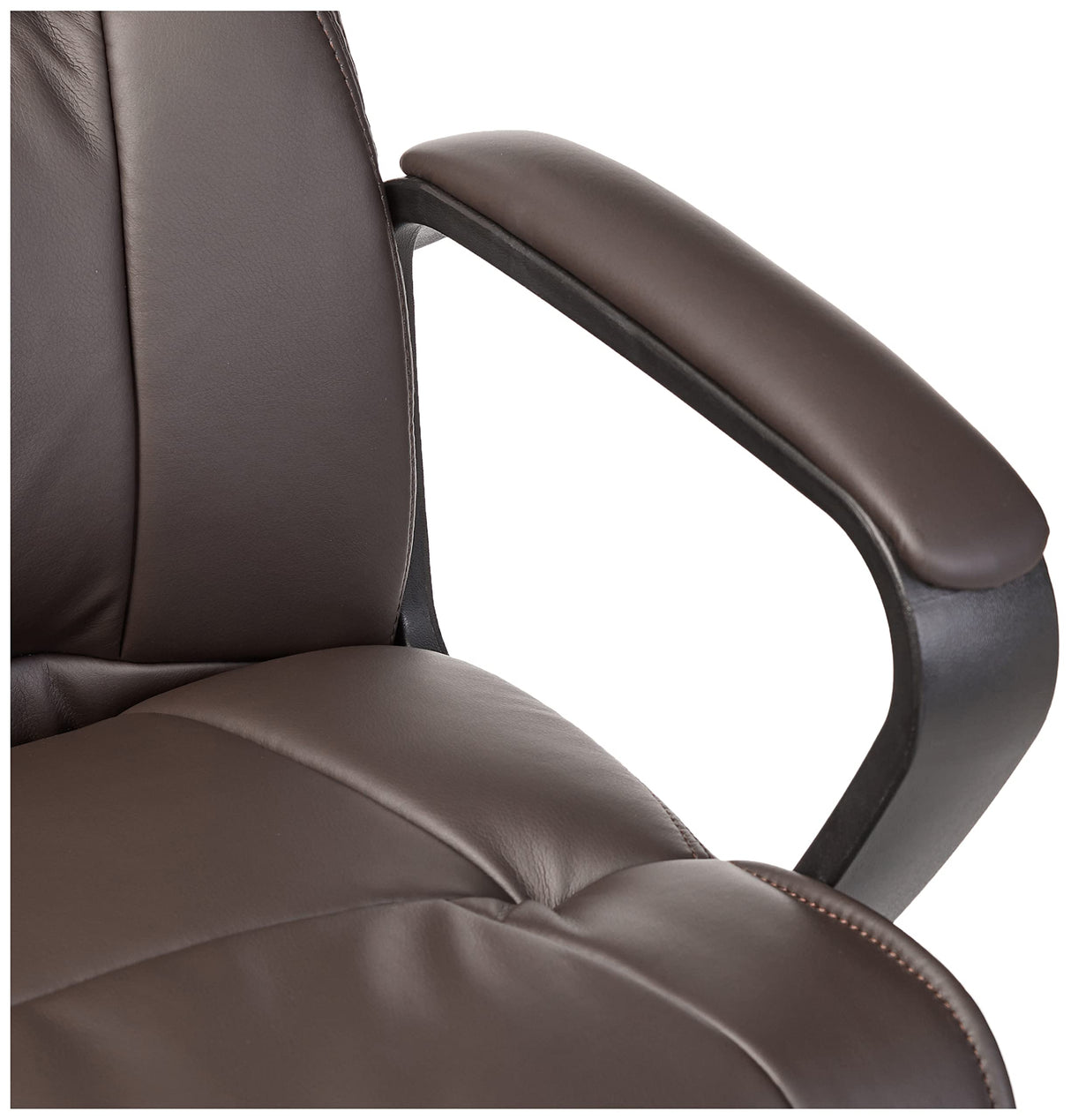 Mid-Back Office Task Chair with Padded Armrests - Dark Brown Faux Leather