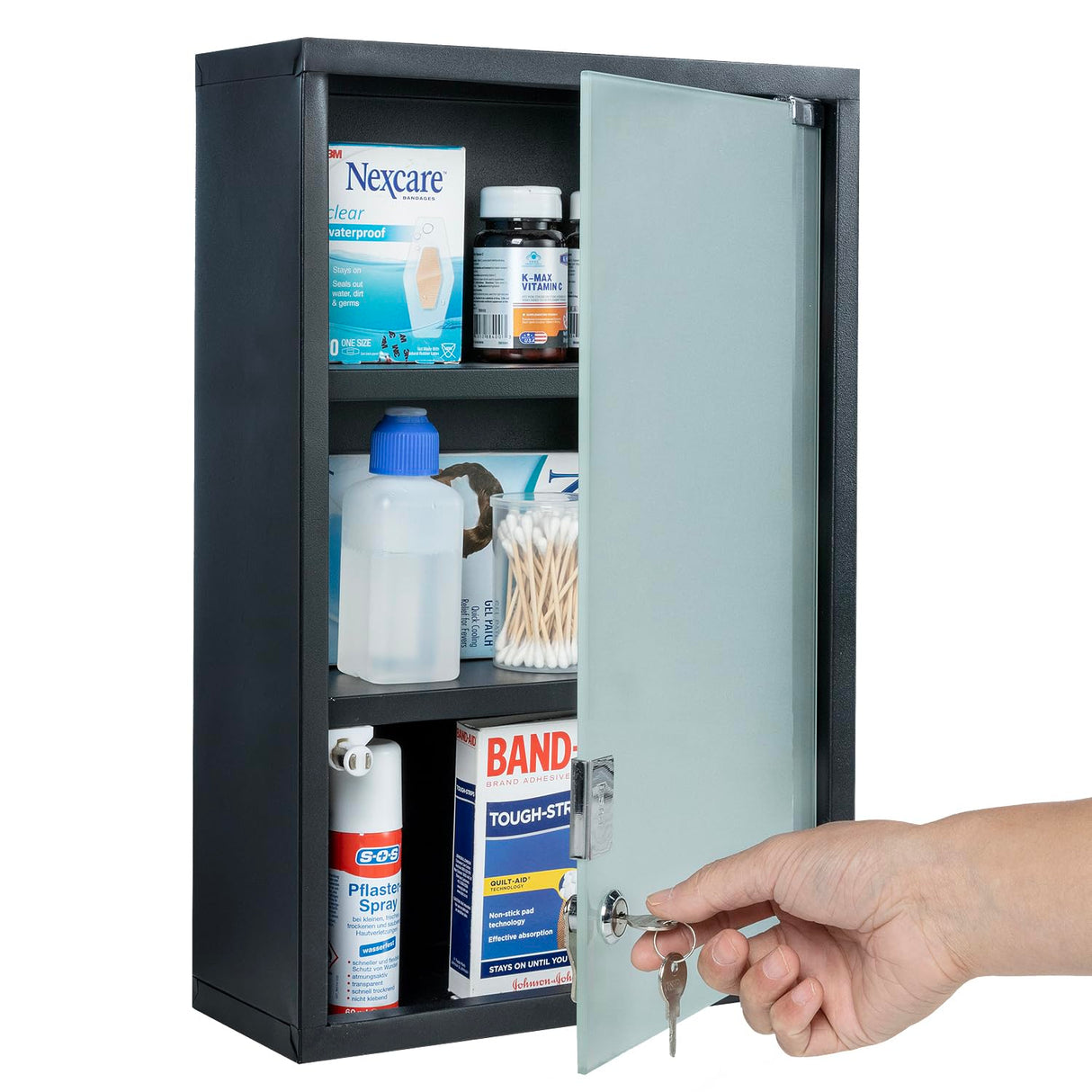 Bathroom Medicine Cabinet, Wall Mounted Metal Storage Cabinet with 3 Shelves