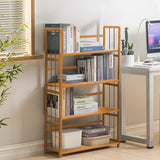 Adjustable Bamboo Open Bookshelf - Large 4-Tier Free Standing Storage Rack