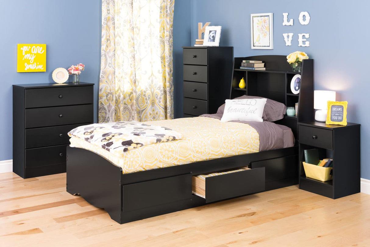 Astrid Tall Black Dresser: 16"D x 20"W x 52"H, 6-Drawer Chest for Bedroom by