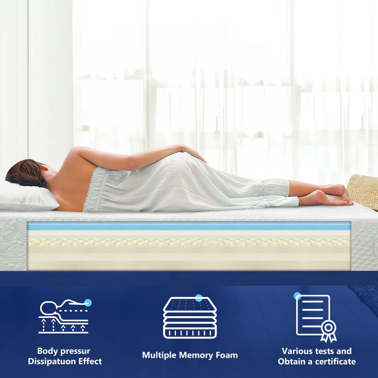 Twin Mattress, 9 Inch Gel Memory Foam Mattress, Gel Infused for Comfort and Pressure