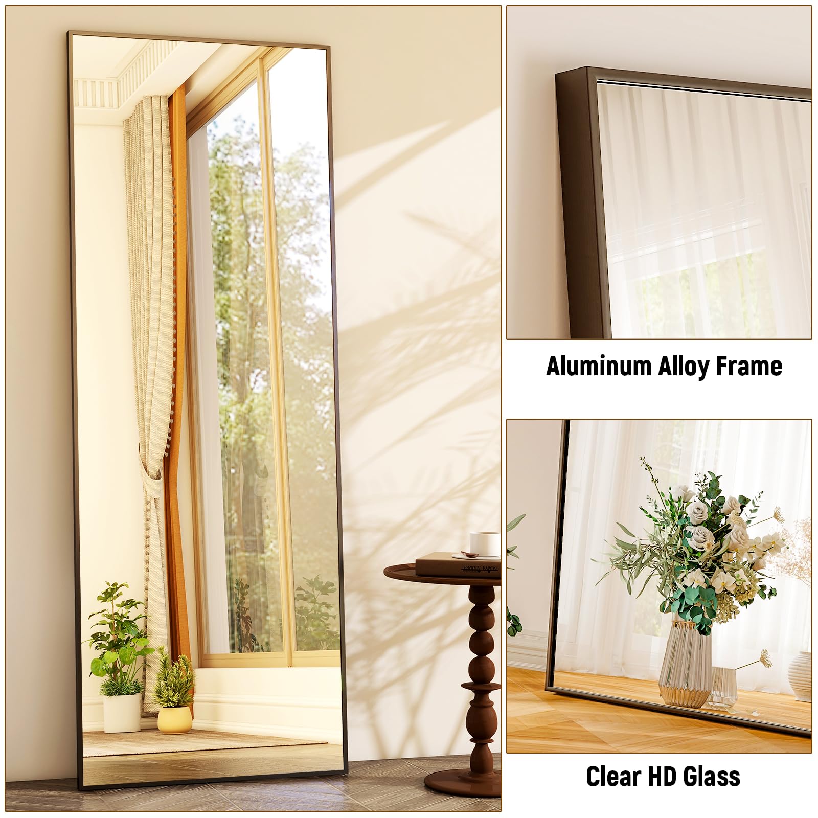 59x16 Full Length Floor Mirror - Freestanding or Wall Mount