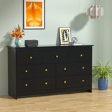 Black Dresser for Bedroom, 7 Drawer Dresser with Wide Drawer and Metal Handles