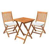 Patio Set 3 Piece Acacia Wood Folding Bistro Set Outdoor Square Table