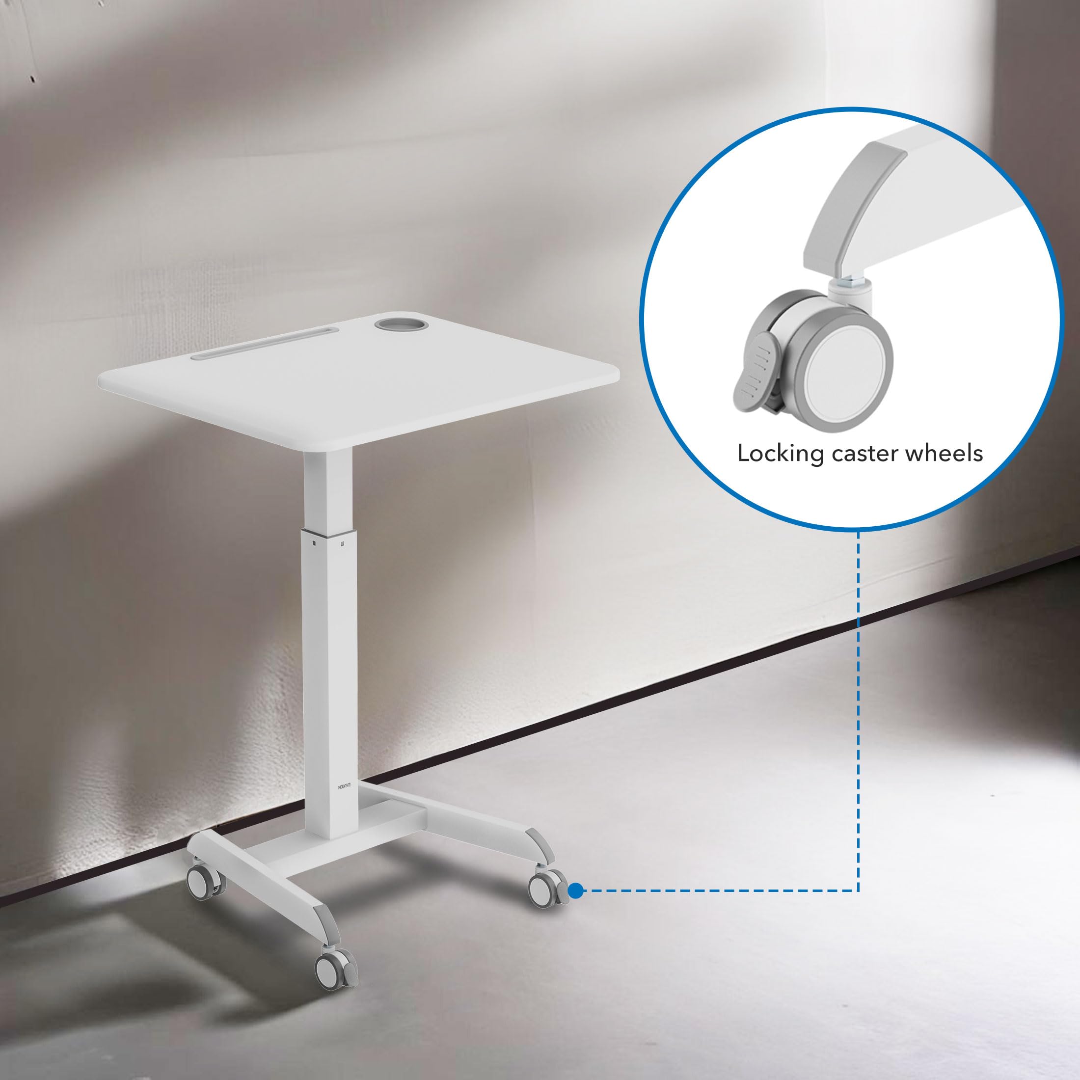 Mobile Laptop Desk Cart | Adjustable Rolling Laptop Stand with 28.5" x 22" Tabletop