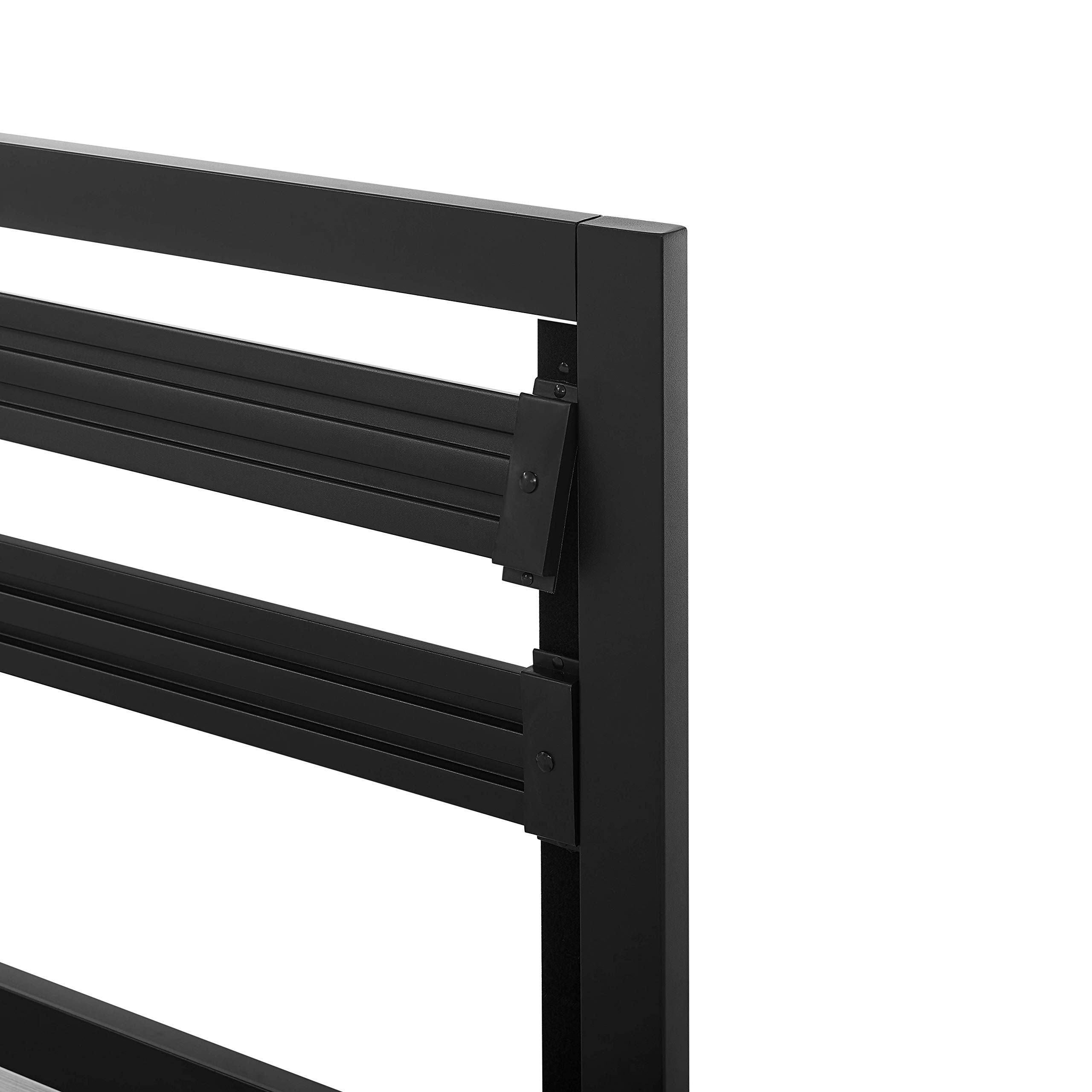 Industrial Metal Bed Frame with Headboard - Queen, Black