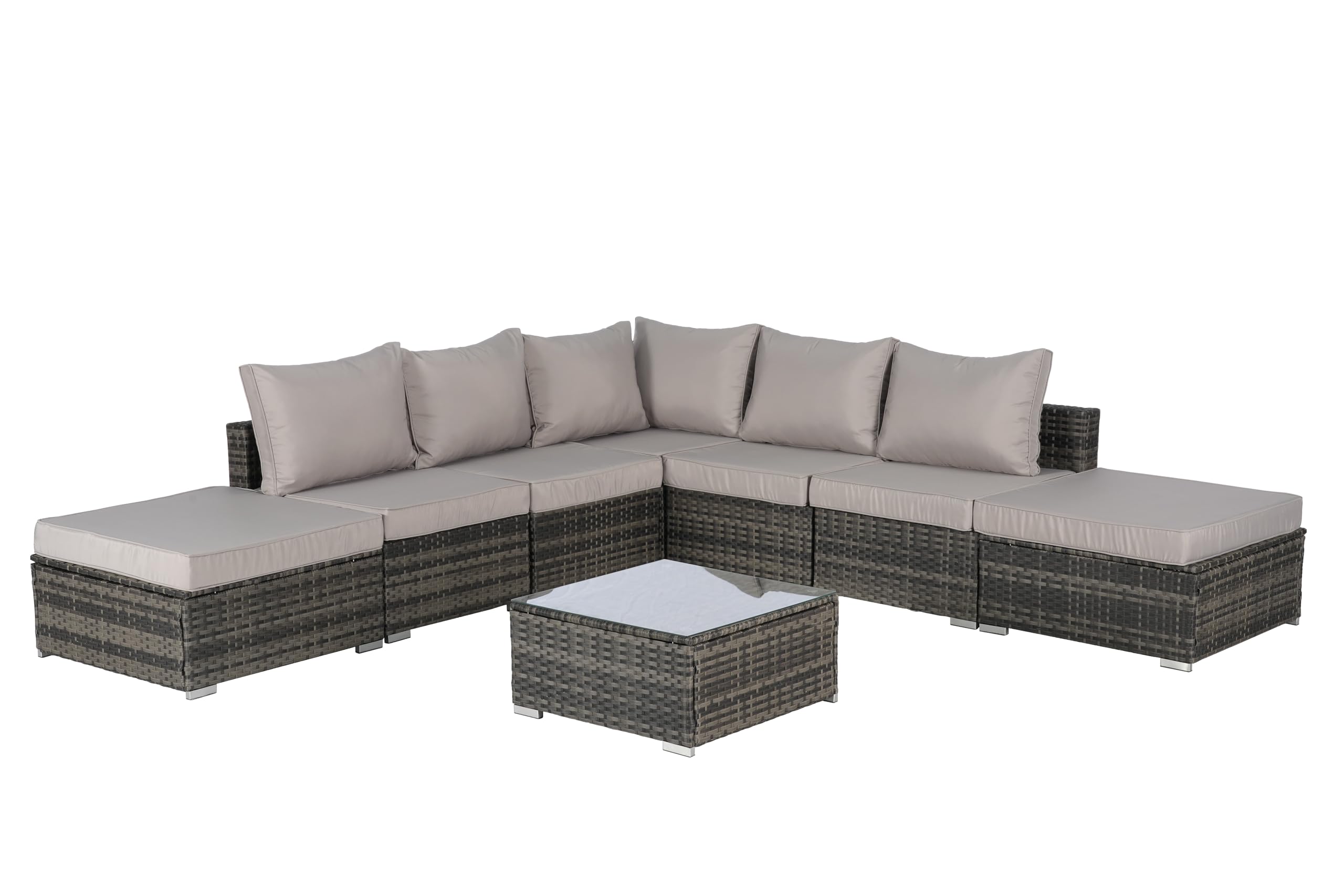 8 Pieces Outdoor Patio Sectional Sofa Couch, Rattan Furniture Conversation Sets
