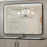 36x24 Inch LED Bathroom Mirror with Lights, Black Metal Frame Mirror