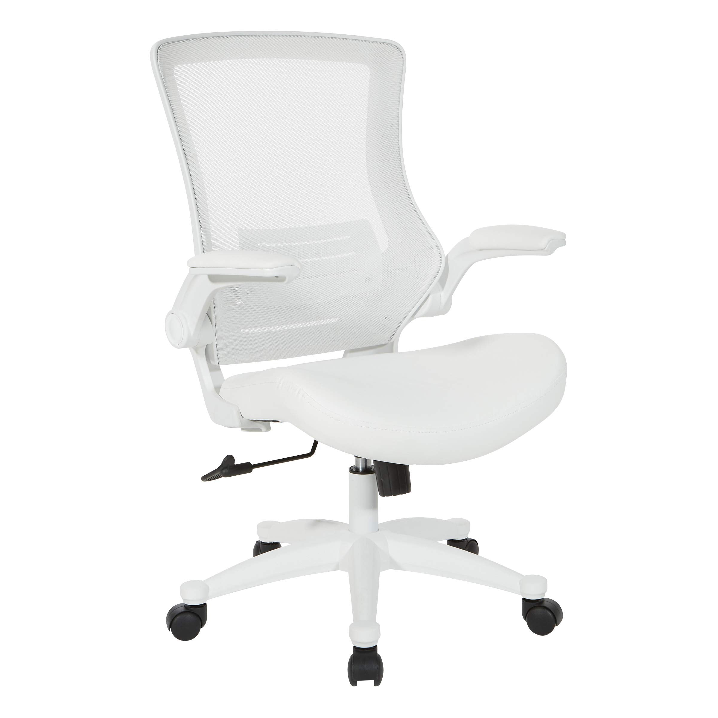 Ventilated White Screen Back Manager's Office Chair with Padded Color Flip Arms