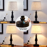 Table Lamps Set of 2, Bedside Nightstand Lamps with USB Charging Ports, 3 Way