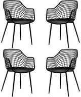 Dining Chairs Set of 4, Plastic Kitchen Chairs with Metal Legs