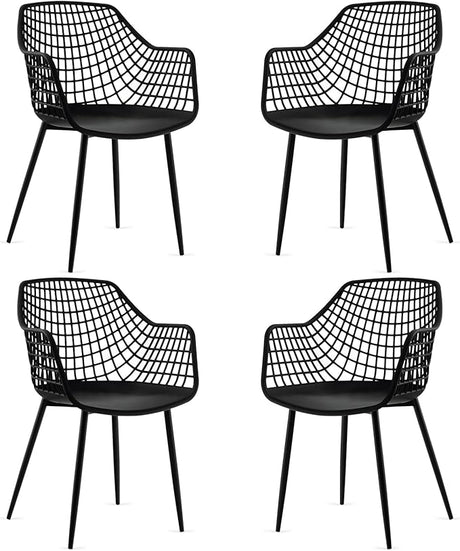 Dining Chairs Set of 4, Plastic Kitchen Chairs with Metal Legs