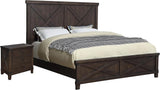 FOA Andrew 2pc Dark Walnut Solid Wood Bedroom Set - King + Nightstand