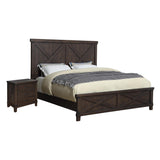 FOA Andrew 2pc Dark Walnut Solid Wood Bedroom Set - King + Nightstand