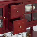 Charlotte Classic Glass Door Storage Buffet, 52 Inch, Red