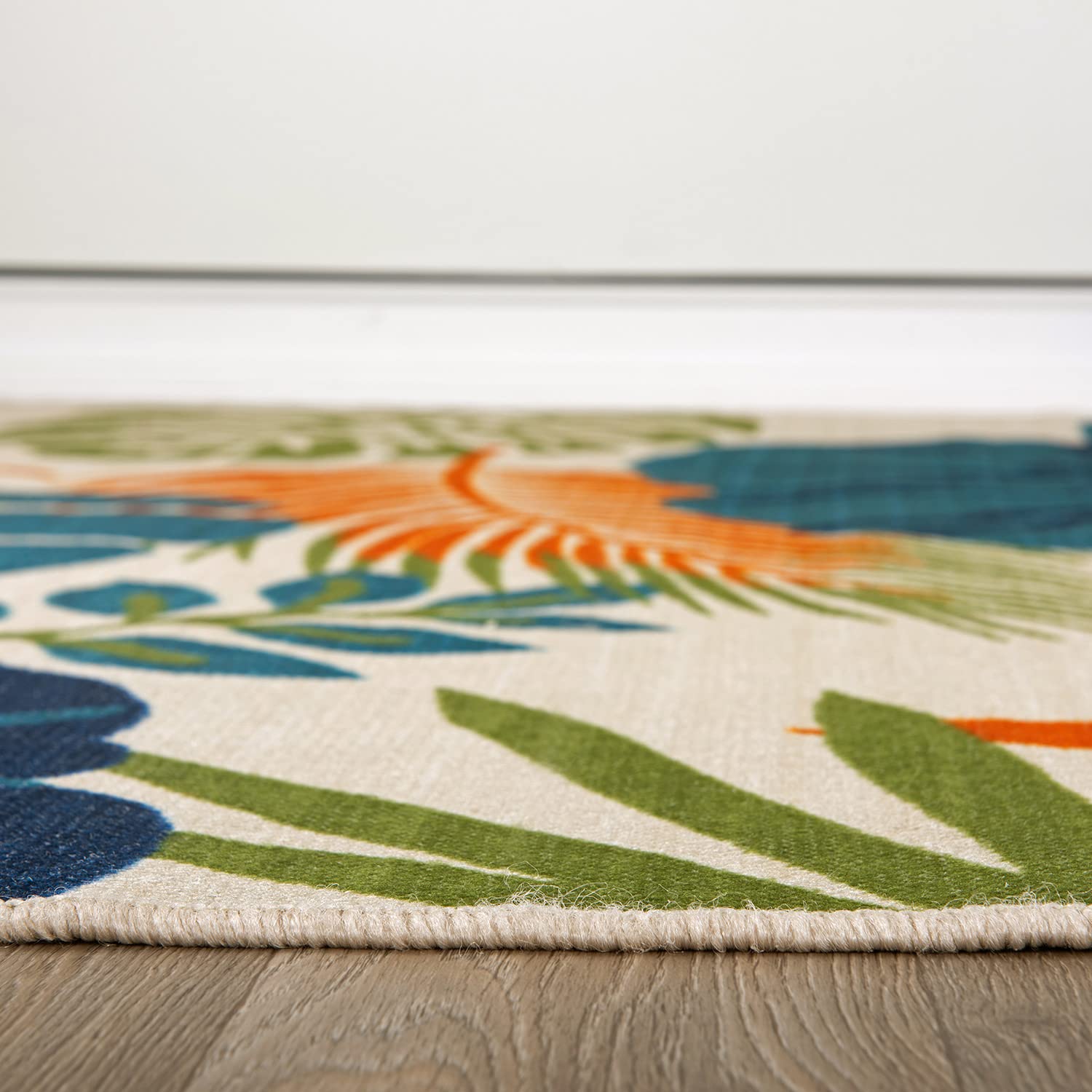 Pianosa Tropical Floral Leaves Non-Shedding Outdoor Rugs for Deck,Patio,