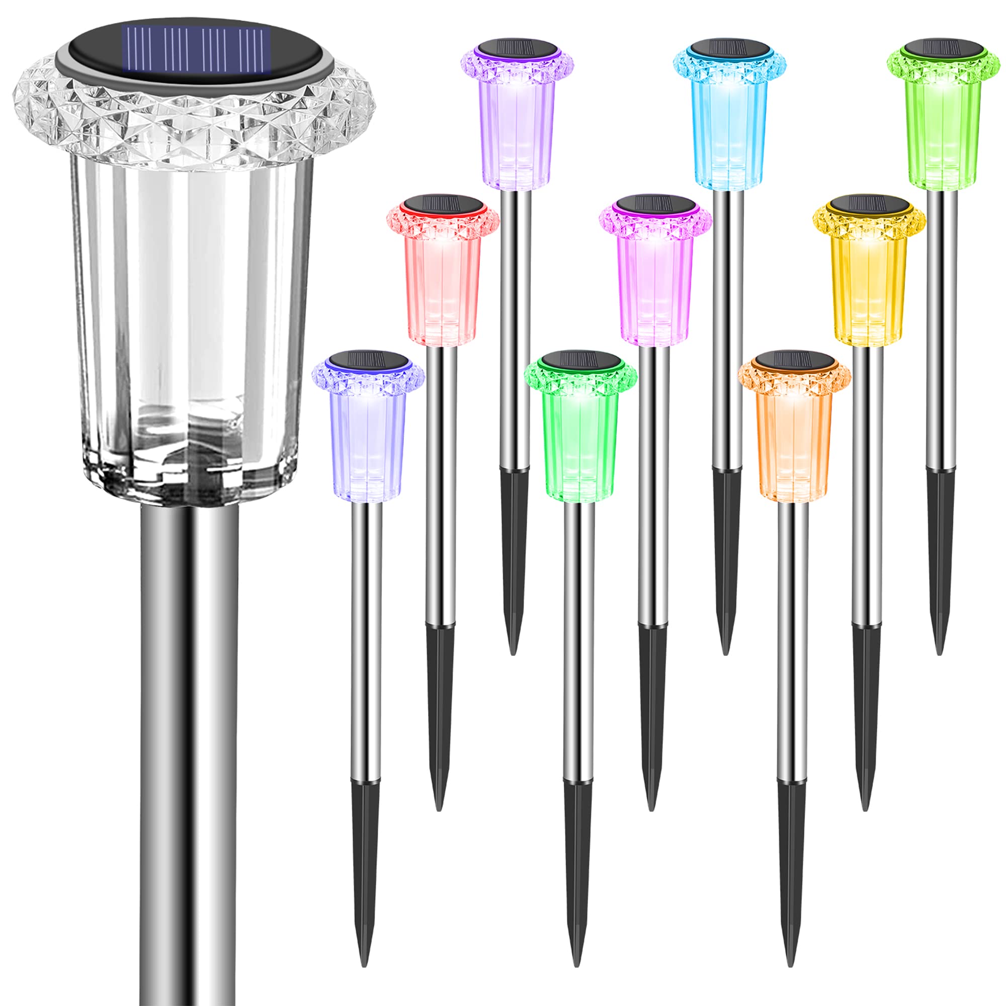 Solar Outdoor Lights, 10 Pack Solar Pathway Lights Outdoor Waterproof