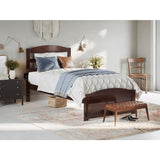 Solid Wood Twin XL Bed with Footboard and USB Charger in Walnut