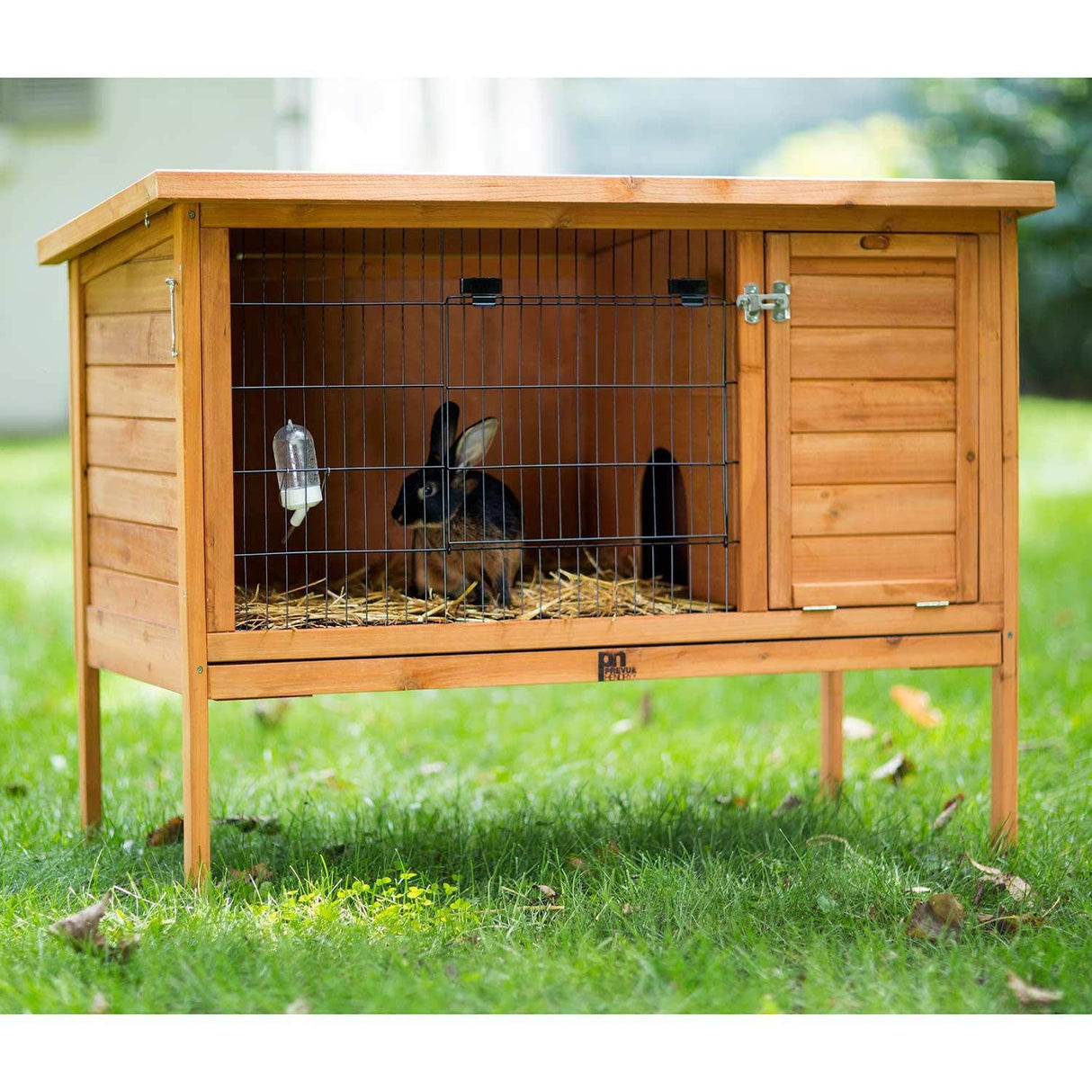 Stained Wood 461 Large Rabbit Hutch, 46.5" L x 24.0" W x 36.3" H