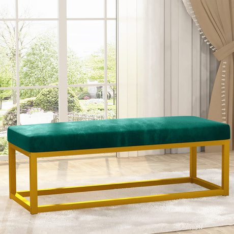 Upholstered Ottoman Bench Velvet Shoe Entryway Bedroom Bench, Modern Foot Rest