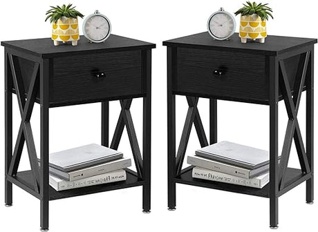 Modern Versatile Nightstands X-Design Side End Table Night Stand Storage Shelf