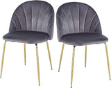 Set of 2 Velvet Upholstered Dining Chair Tufted Accent Chair with Metal Legs for Kitchen,