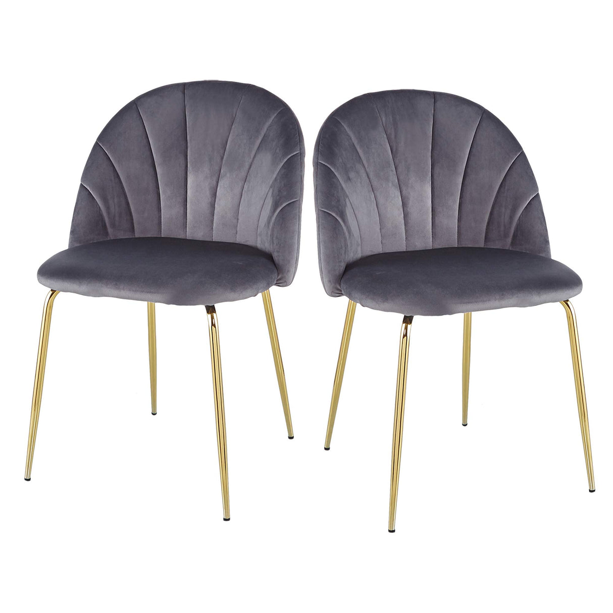 Set of 2 Velvet Upholstered Dining Chair Tufted Accent Chair with Metal Legs for Kitchen,