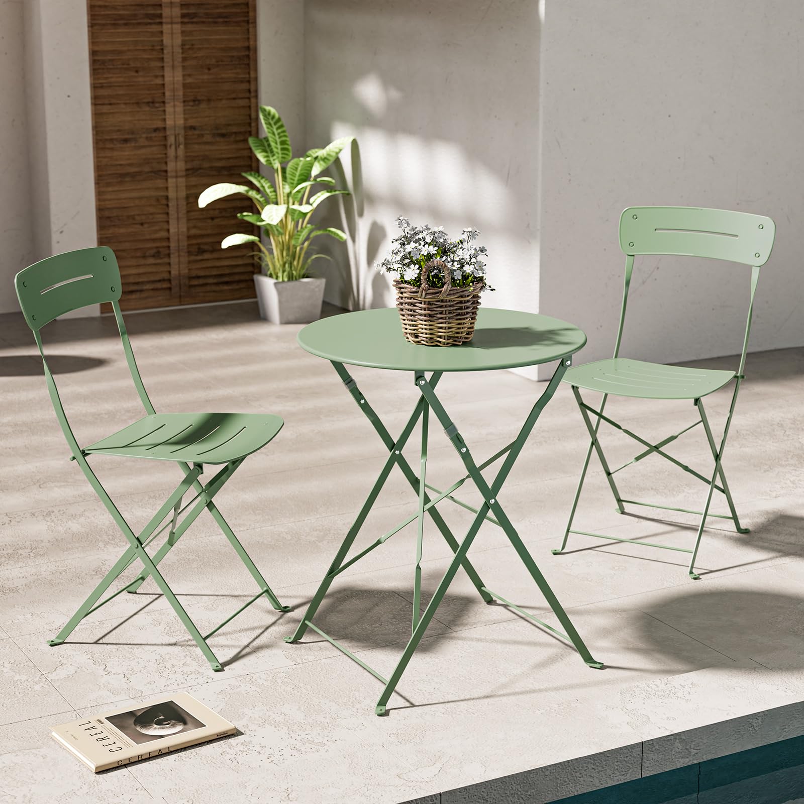 Premium Frame Patio Bistro Set, Colorful Folding Outdoor Patio Furniture Sets