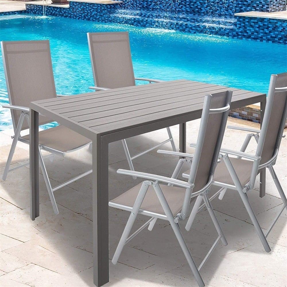 Outdoor Dining Table for 6 Person, 55” Weather-Resistant Patio Dining Table