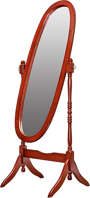 Swivel Full Length Cheval Floor Mirror - White Wood Frame