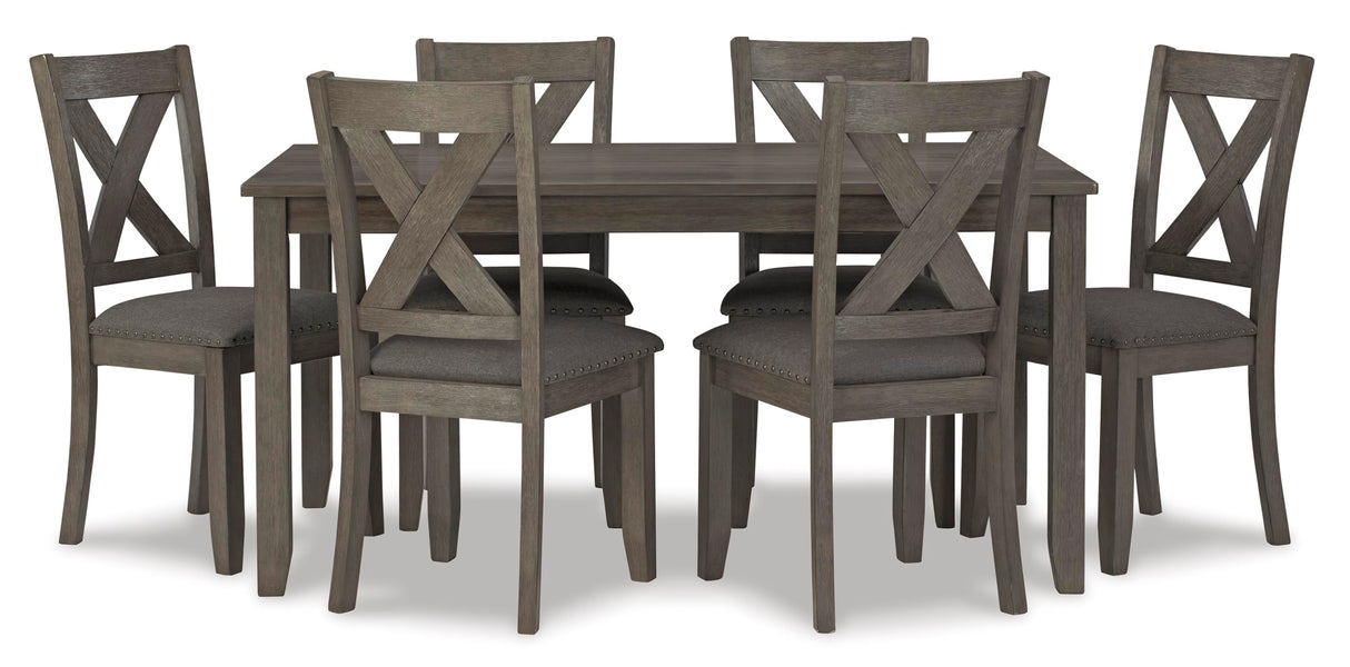 Caitbrook Rustic 7 Piece Dining Set, Include Table and 6 Chairs, Gray
