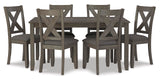 Caitbrook Rustic 7 Piece Dining Set, Include Table and 6 Chairs, Gray