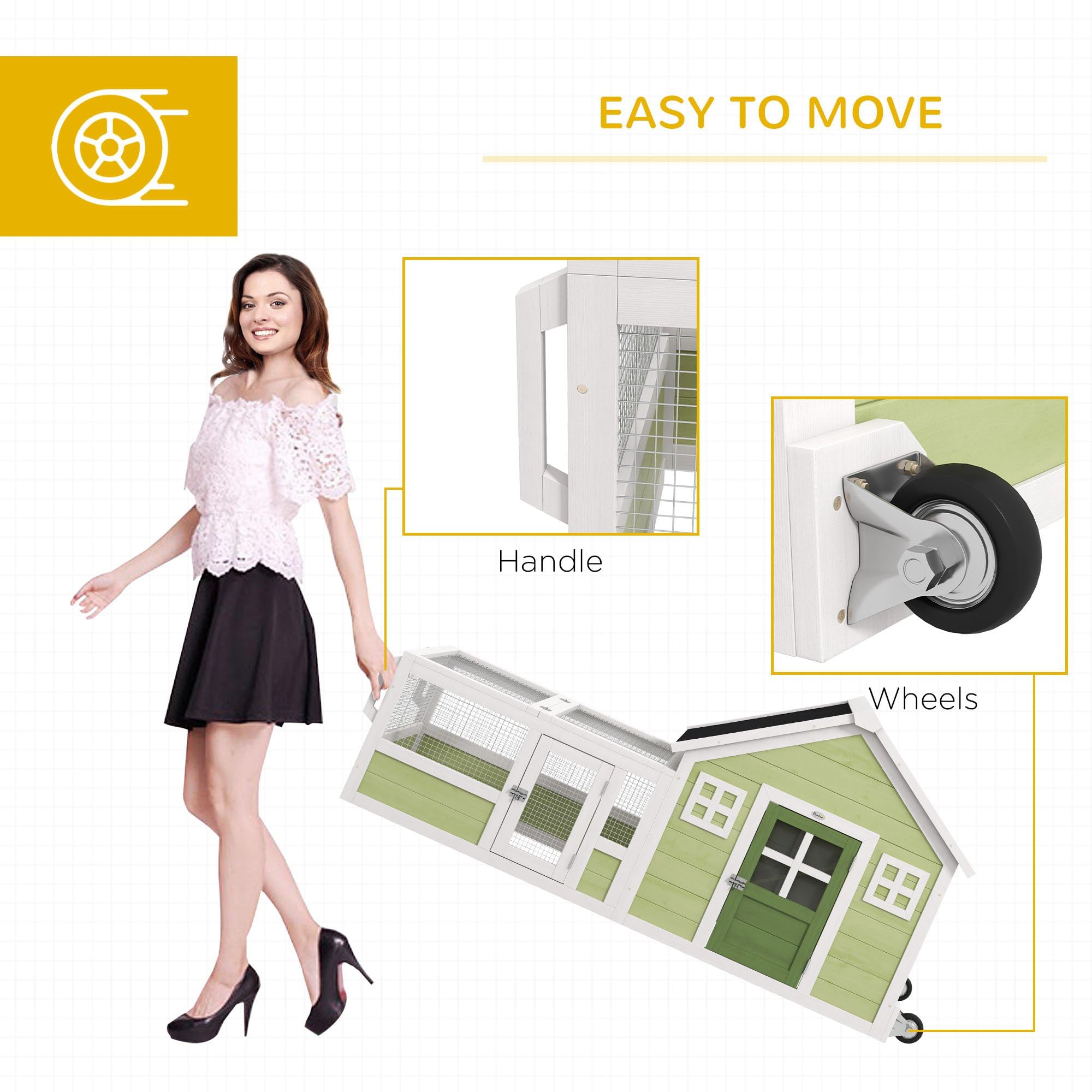 Rabbit Hutch, Outdoor Rabbit Cage or Guinea Pig Cage with Asphalt Roof