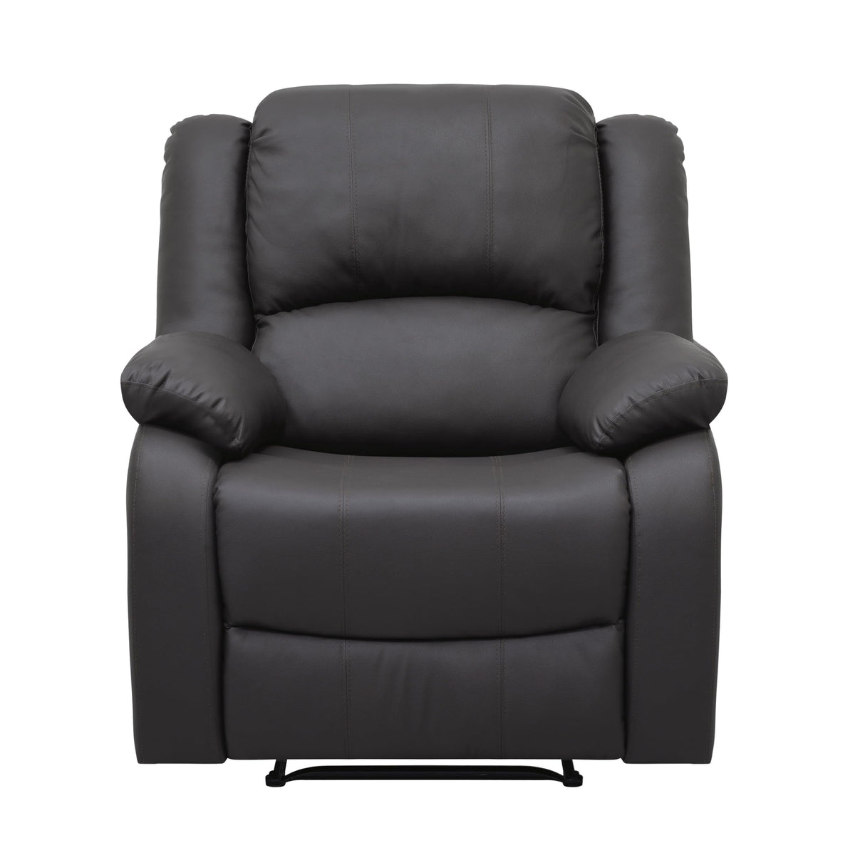 Chris 38 Inch Manual Recliner Chair, Solid Wood, Black Faux Leather