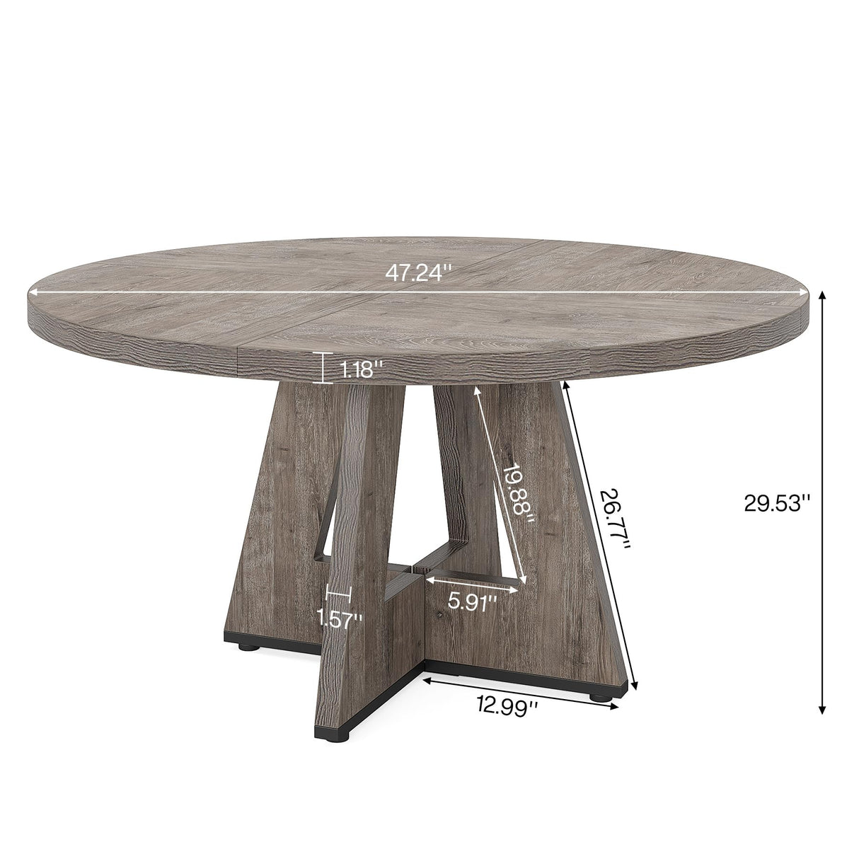 47 Inch Round Dining Table for 4-6 People, Large Kitchen Table, Farmhouse Dining Room Table,